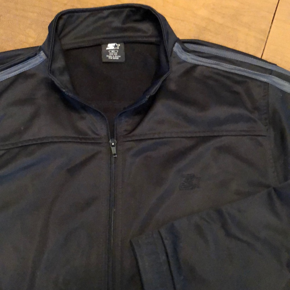 Black And Gray Polyester Starter Jacket Size Xl - image 3